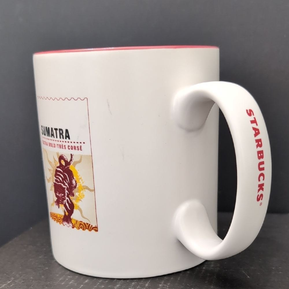 2010 Starbucks Sumatra Large Red/White Ceramic Coffee Mug.